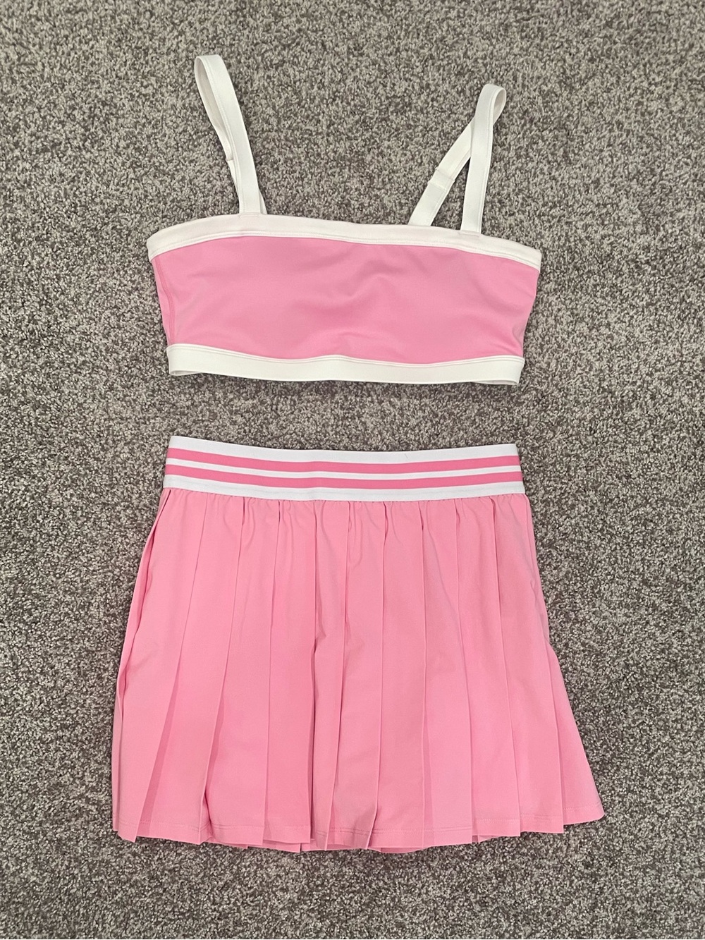 Beach Riot Pink Bandeau Crop Top & Pleated Skirt Set size M top and bottom